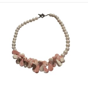 Elegant Pink and Cream Beaded Necklace